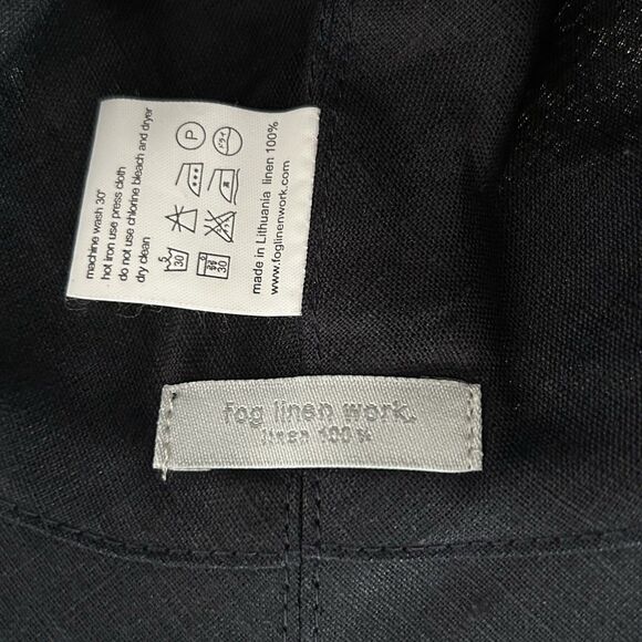 Fog Linen Work Sun Hat Linen Wide Brim Breathable Lagenlook Dark Navy - Picture 2 of 7
